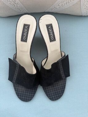 Vanno custom made Italian Women's Black plaid Slide Sandals